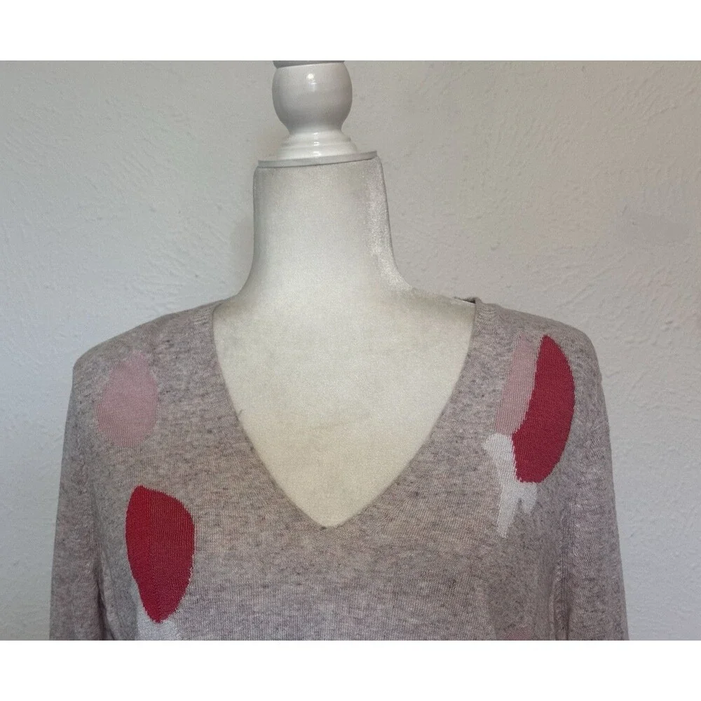 Nic+Zoe Women Size M Rose Garden Linen Blend Front Twist Knot Sweater Timeless